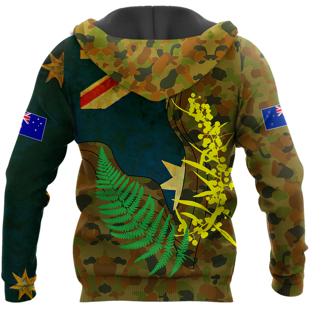 Australian Army Fern and Golden Wattle 3D Printed Unisex Hoodie TN