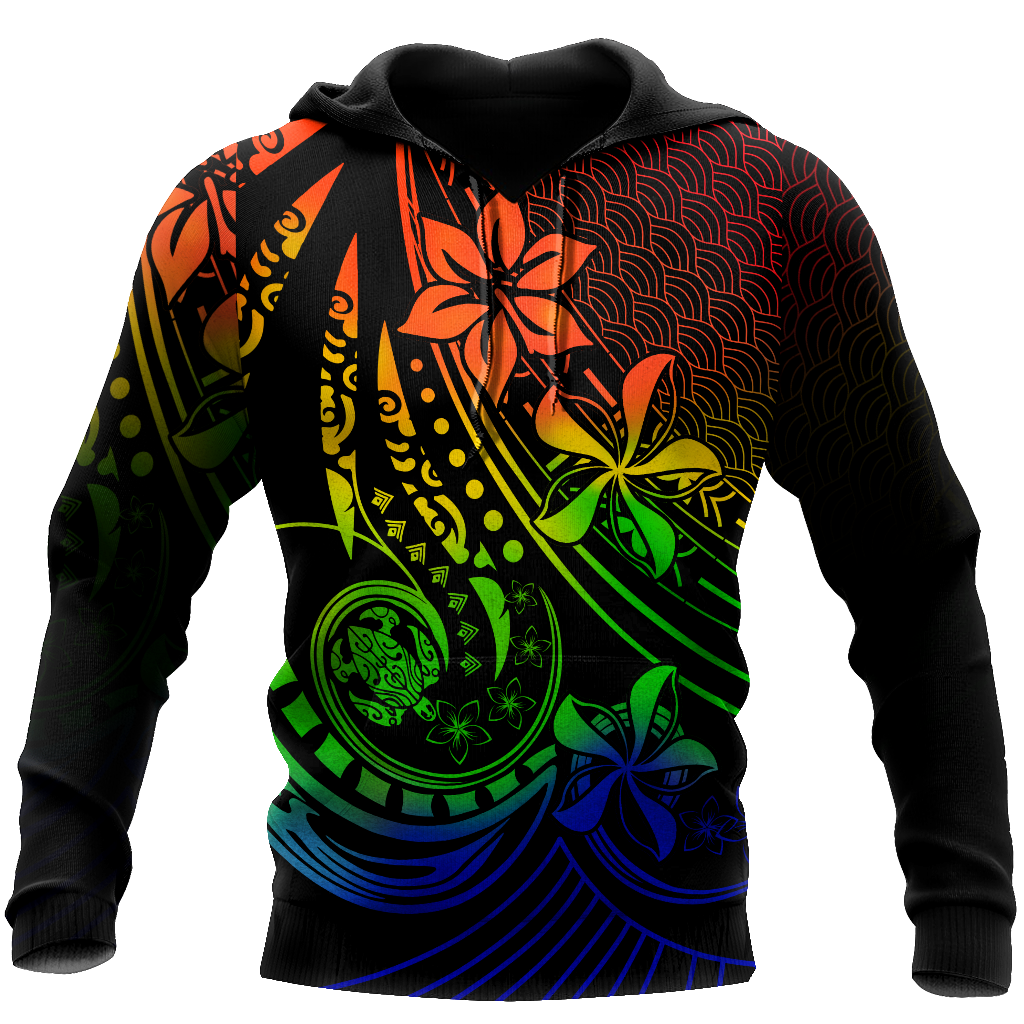 Amazing Polynesian Tattoo And Frangipani Flower Unisex Deluxe Hoodie ML