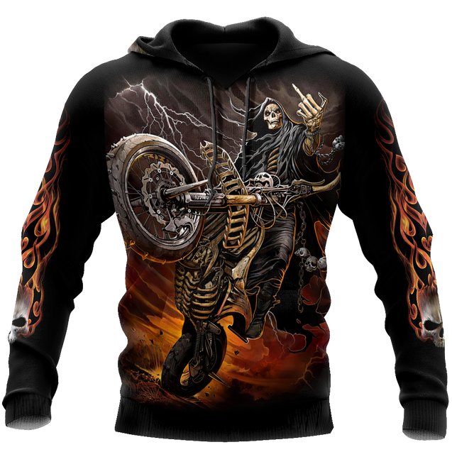 Fire Biker Skull Hoodie For Men And Women TNA13032108