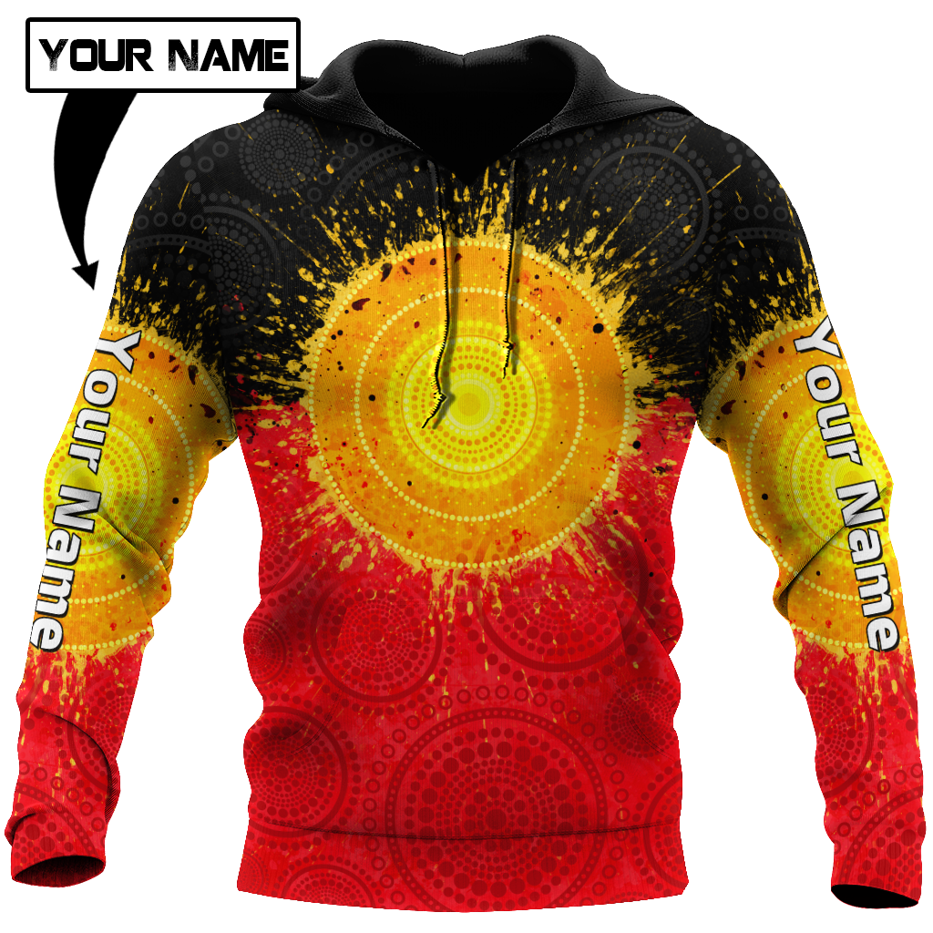 Custom name Aboriginal Flag Sun 3D printed summer shirts