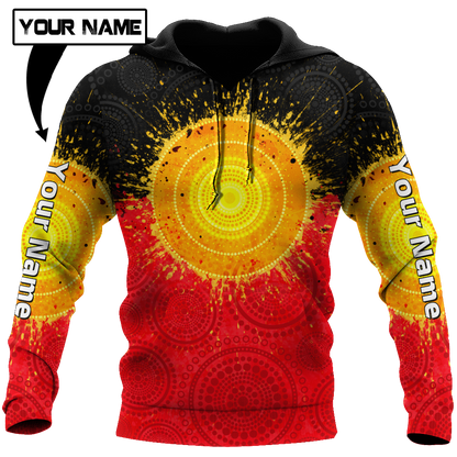 Custom name Aboriginal Flag Sun 3D printed summer shirts