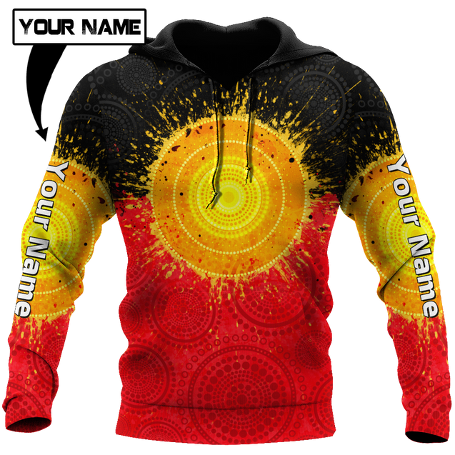 Custom name Aboriginal Flag Sun 3D printed summer shirts