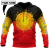 Custom name Aboriginal Flag Indigenous Sun Painting Art 3D design shirts