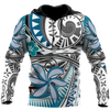 Amazing Polynesian Tribal Pattern And Frangipani Unisex Deluxe Hoodie ML