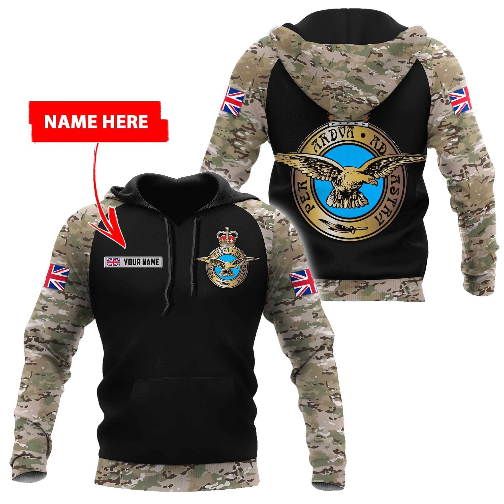 Custom Name XT British ARF Veteran 3D Printed Shirts Pi13042103