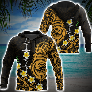 Premium Heartbeat Polynesian 3D All Over Printed Unisex Shirts