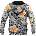 Amazing Polynesian Tattoo And Hibiscus Unisex Deluxe Hoodie ML