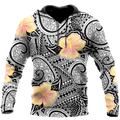 Amazing Polynesian Tattoo And Hibiscus Unisex Deluxe Hoodie ML