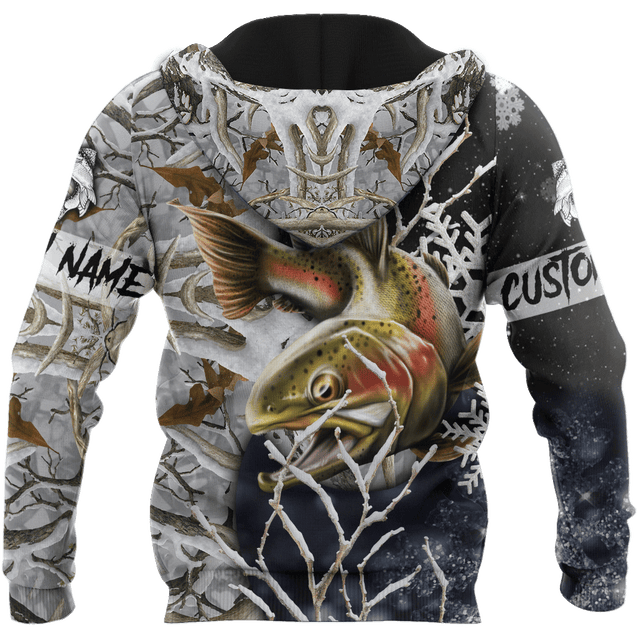 Custom name Trout-Salmon Fishing Ice Fishing 3D painting printed shirts