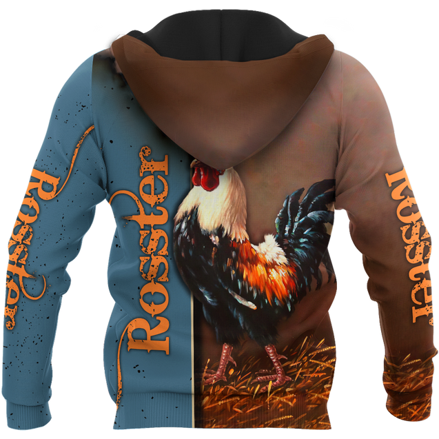 Rooster 3D All Over Printed Unisex Deluxe Hoodie ML