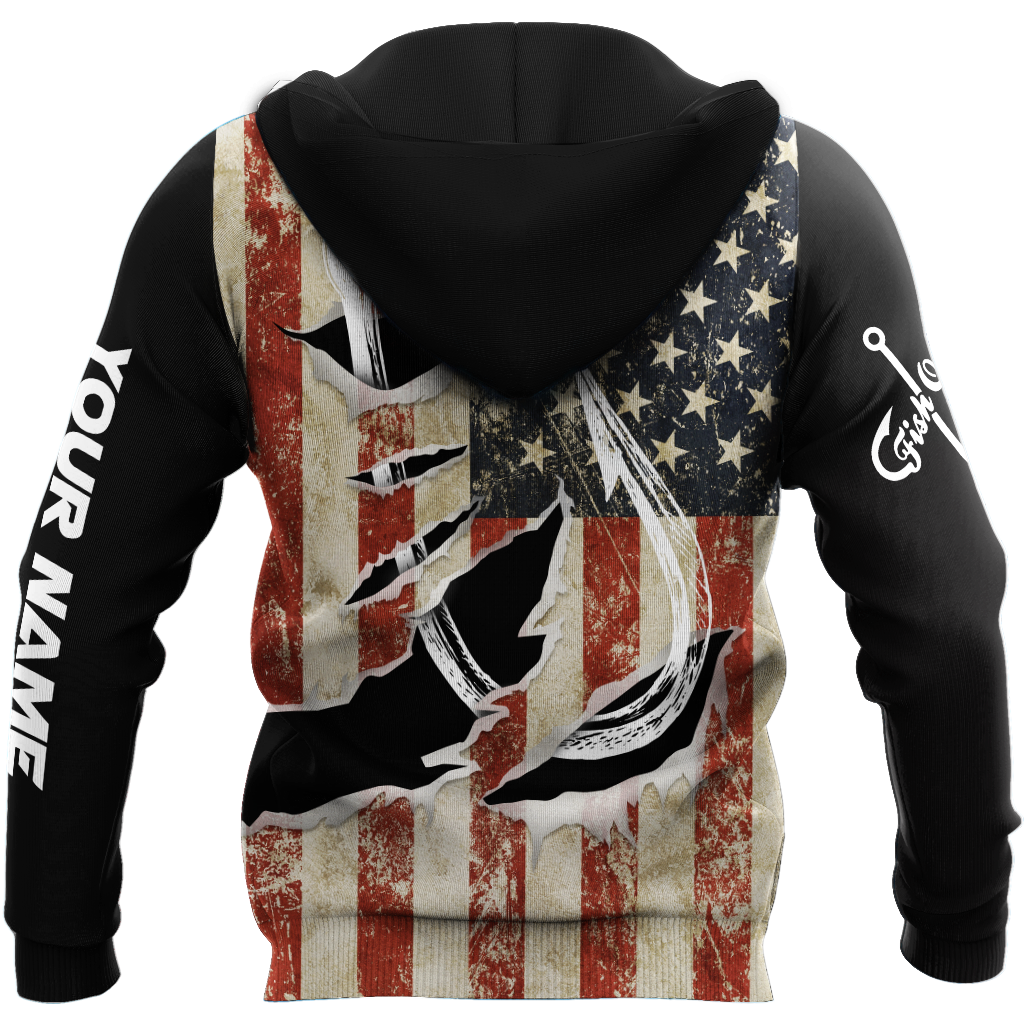 Custom name Hooked on fishing America design 3d print shirts