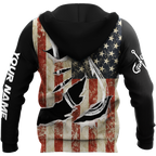 Custom name Hooked on fishing America design 3d print shirts