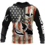 Custom name Hooked on fishing America design 3d print shirts
