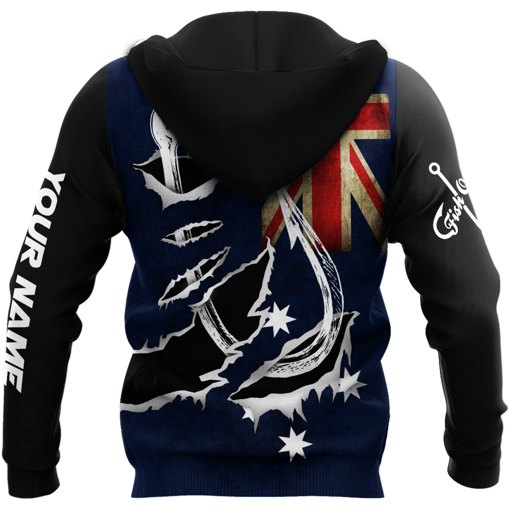 Custom name Hooked on fishing Australia design 3d print shirts
