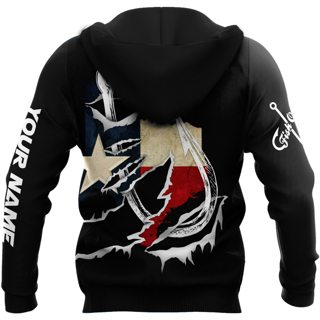 Custom name Hooked on fishing Texas design 3d print shirts