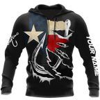 Custom name Hooked on fishing Texas design 3d print shirts