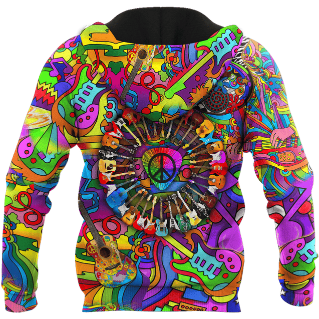 Amazing Guitar Hippie Color Hawaii Shirt ML