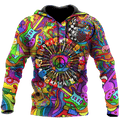 Amazing Guitar Hippie Color Hawaii Shirt ML