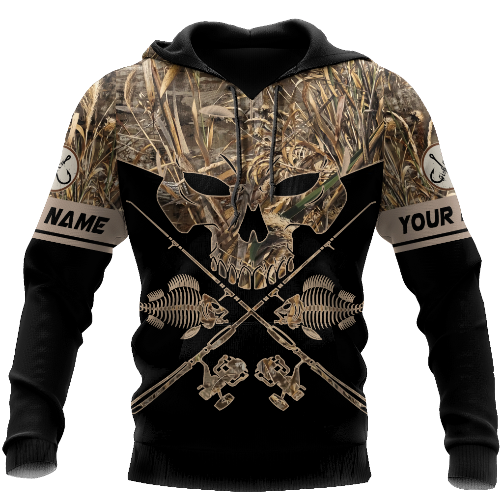 Skull Head Fishing Camo 3D design print shirts