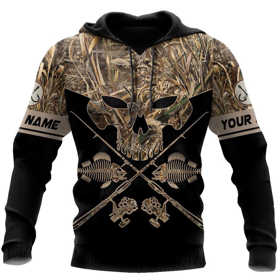 Skull Head Fishing Camo 3D design print shirts