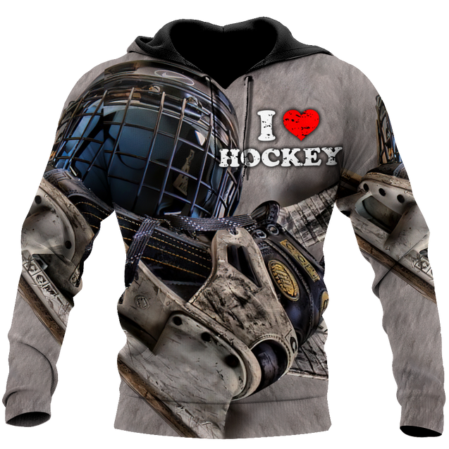 3D All Over Printed I Love Hockey  Unisex Shirts