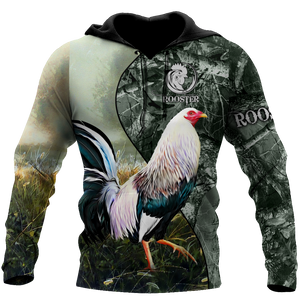 Rooster 3D All Over Printed Unisex Deluxe Hoodie ML