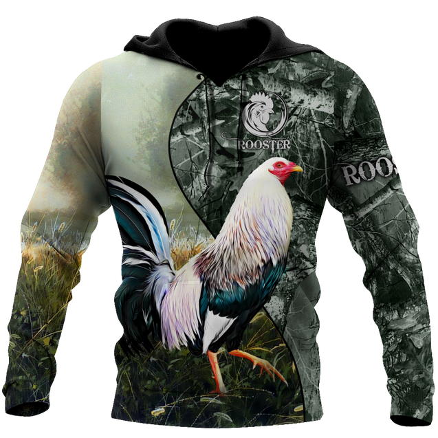 Rooster 3D All Over Printed Unisex Deluxe Hoodie ML