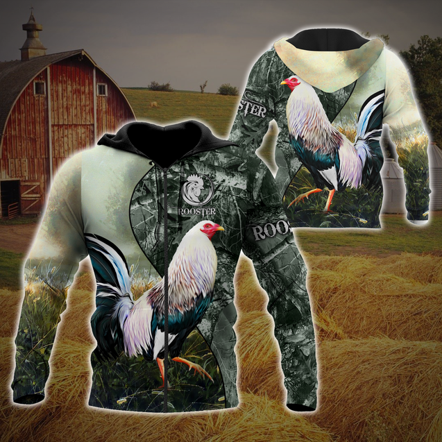 Rooster 3D All Over Printed Unisex Deluxe Hoodie ML