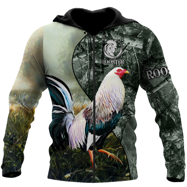 Rooster 3D All Over Printed Unisex Deluxe Hoodie ML