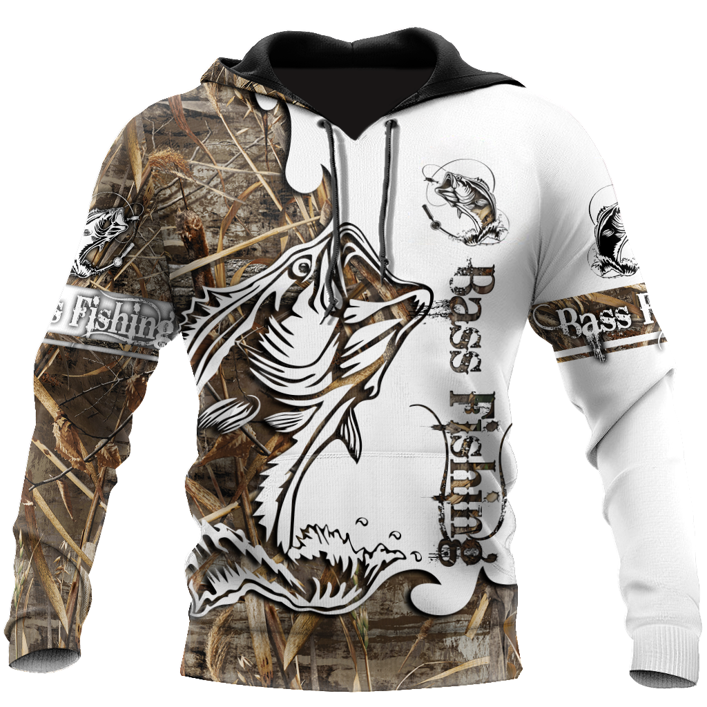 Bass Fishing Sport Muddy Water Camo tattoo 3D shirts for men and women