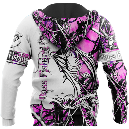 Bass Fishing Sport Country Girl Camo tattoo 3D shirts for men and women