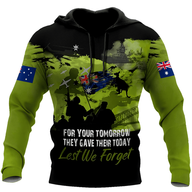 Premium Unisex Hoodie Green Lest We Forget Anzac Day ML