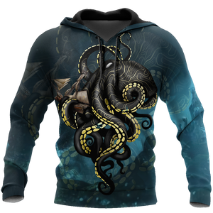 Premium Unisex Hoodie Kraken Octopus King of The Seven Seas IV ML