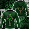 Irish St.Patrick cross 3d hoodie shirt for men and women custom name