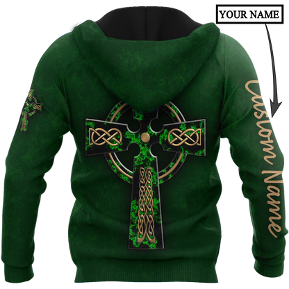 Irish St.Patrick cross 3d hoodie shirt for men and women custom name