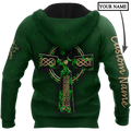 Irish St.Patrick cross 3d hoodie shirt for men and women custom name