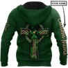 Irish St.Patrick cross 3d hoodie shirt for men and women custom name