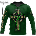 Irish St.Patrick cross 3d hoodie shirt for men and women custom name