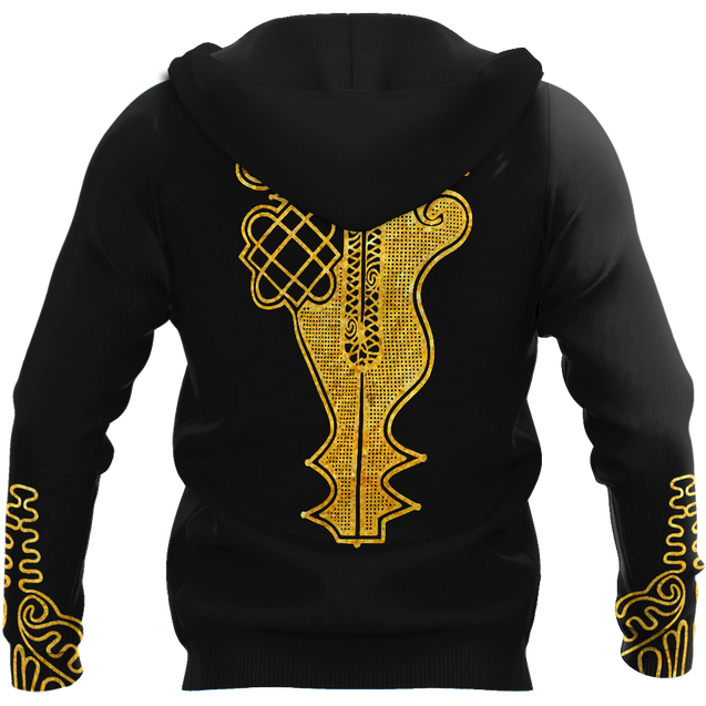 African Golden Dashiki Pattern 3D Over Printed Unisex Deluxe Hoodie ML