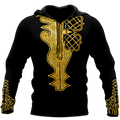 African Golden Dashiki Pattern 3D Over Printed Unisex Deluxe Hoodie ML