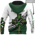 Irish St.Patrick Celtic cross 3d hoodie shirt for men and women custom name