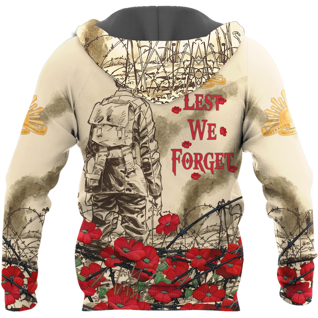 Premium Unisex Hoodie Poppy Flower Lest We Forget Anzac Day ML