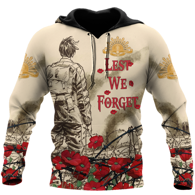 Premium Unisex Hoodie Poppy Flower Lest We Forget Anzac Day ML