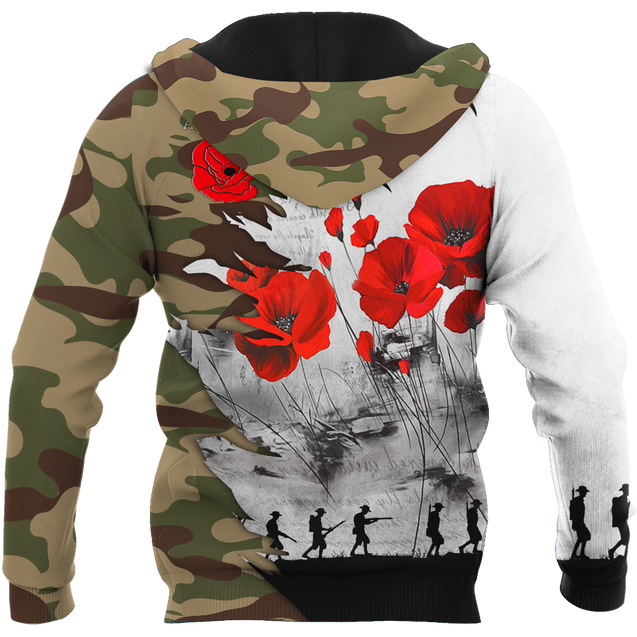 Premium Unisex Hoodie Poppy Flower Anzac Day ML