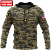 US Army Veteran Personalized Name 3D All Over Printed Unisex Hoodie