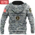 US Army Veteran Personalized Name 3D All Over Printed Unisex Hoodie