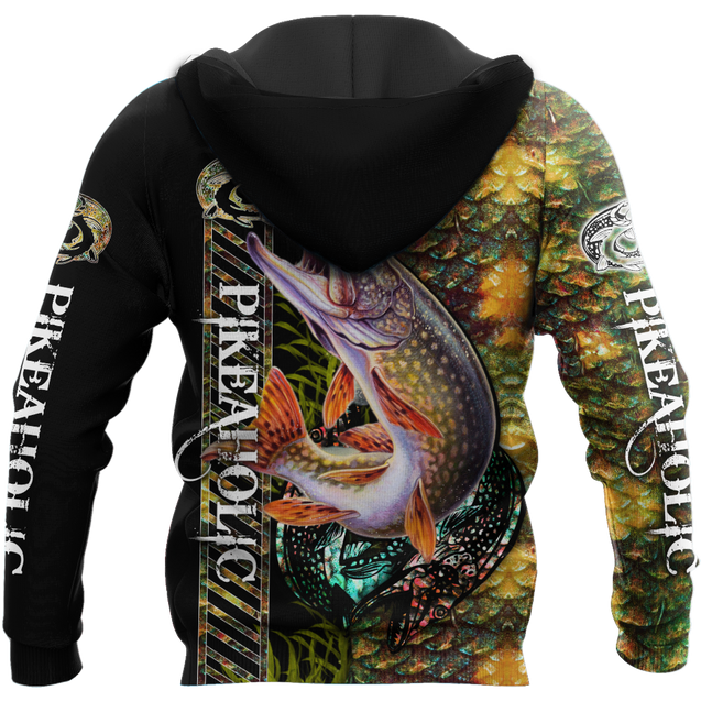 Fishaholic Northern Pike Fishing camo unisex 3d all over printed shirts