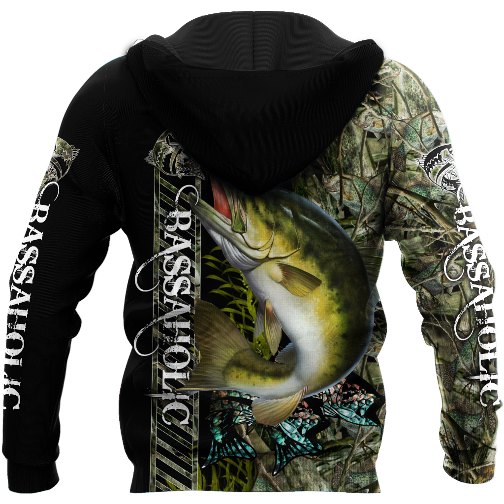 Fishaholic Bass Fishing camo unisex 3d all over printed shirts