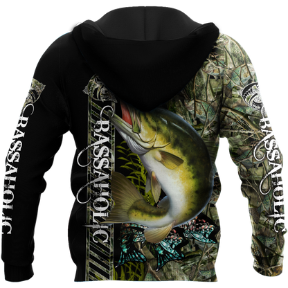 Fishaholic Bass Fishing camo unisex 3d all over printed shirts