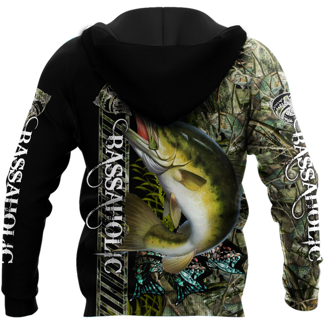 Fishaholic Bass Fishing camo unisex 3d all over printed shirts